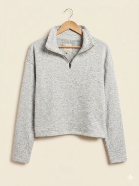 Thread & Supply Light Heather Gray Quarter-Zip Pullover Sweatshirt Fleece Size M